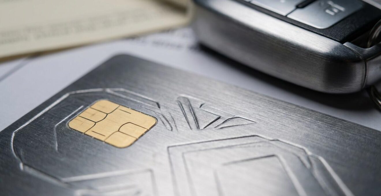 Carte bancaire premium posée sur des documents de location automobile
