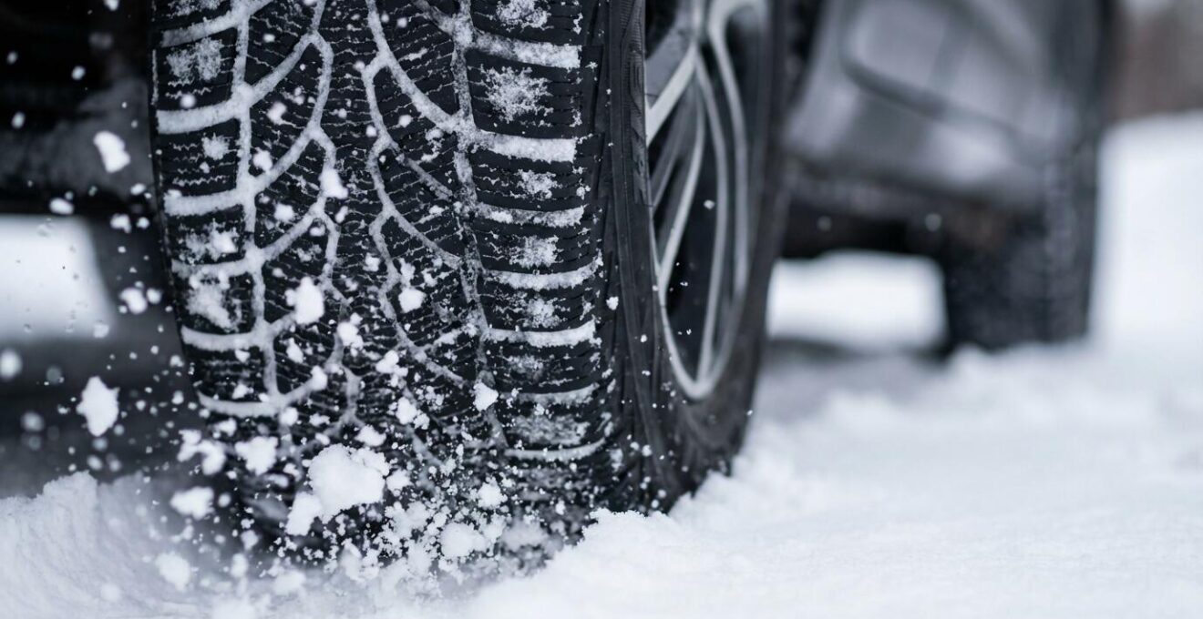 Voiture bloquée dans la neige avec roues qui patinent