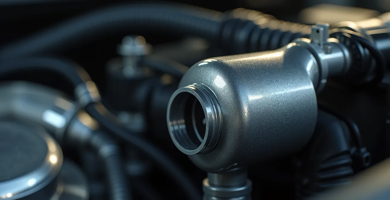 Système oil catch can installé dans un compartiment moteur diesel